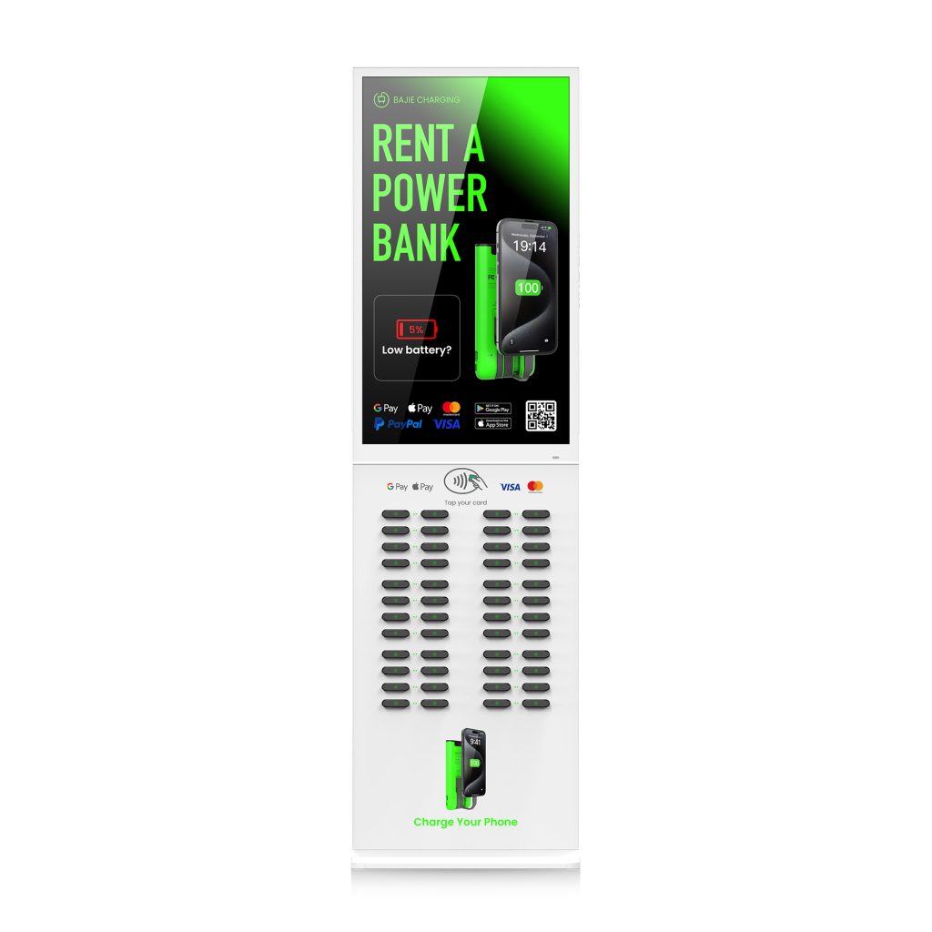 48-slot & with 43 inch advertising screen and POS & vertical shared power  bank rental station - News-Bajie Charging