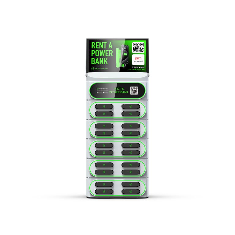 BAJIE CHARGING-叠加20口带屏机柜-白色-正面-1