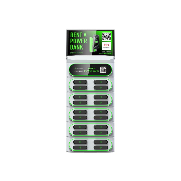 BAJIE CHARGING-叠加20口带屏机柜-白色-正面-2