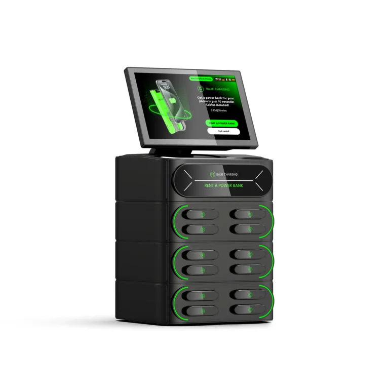 BAJIE-12口叠加内置POS机柜-黑色-左侧面-1