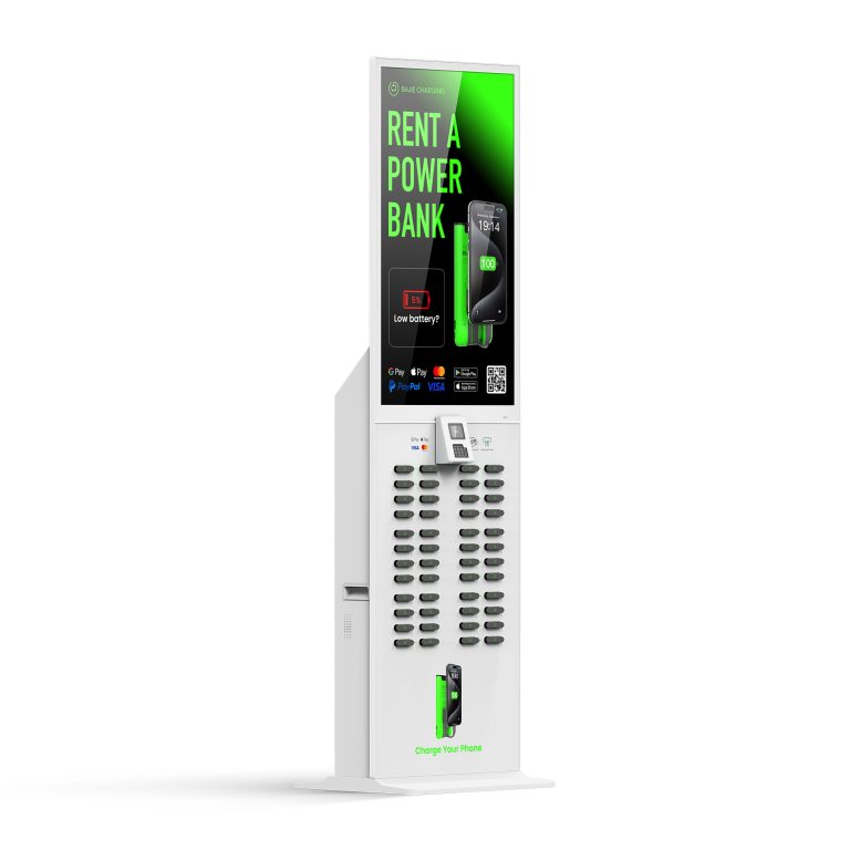 BAJIE CHARGING-48口43寸薄屏Stripe POS(中)机柜01-白色-左侧面-1